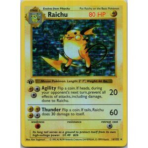 Raichu Base Set Shadowless 1st Edition "Reprinted"